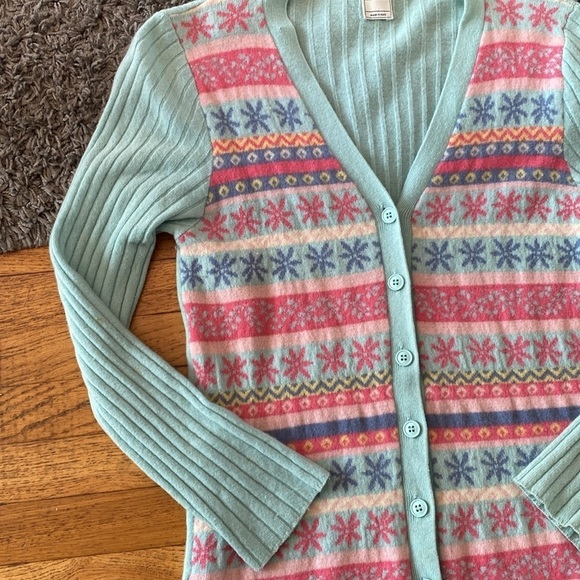 United Colors Of Benetton Button Down Pastel Colors Pattern Cardigan Sweater M - Picture 2 of 11